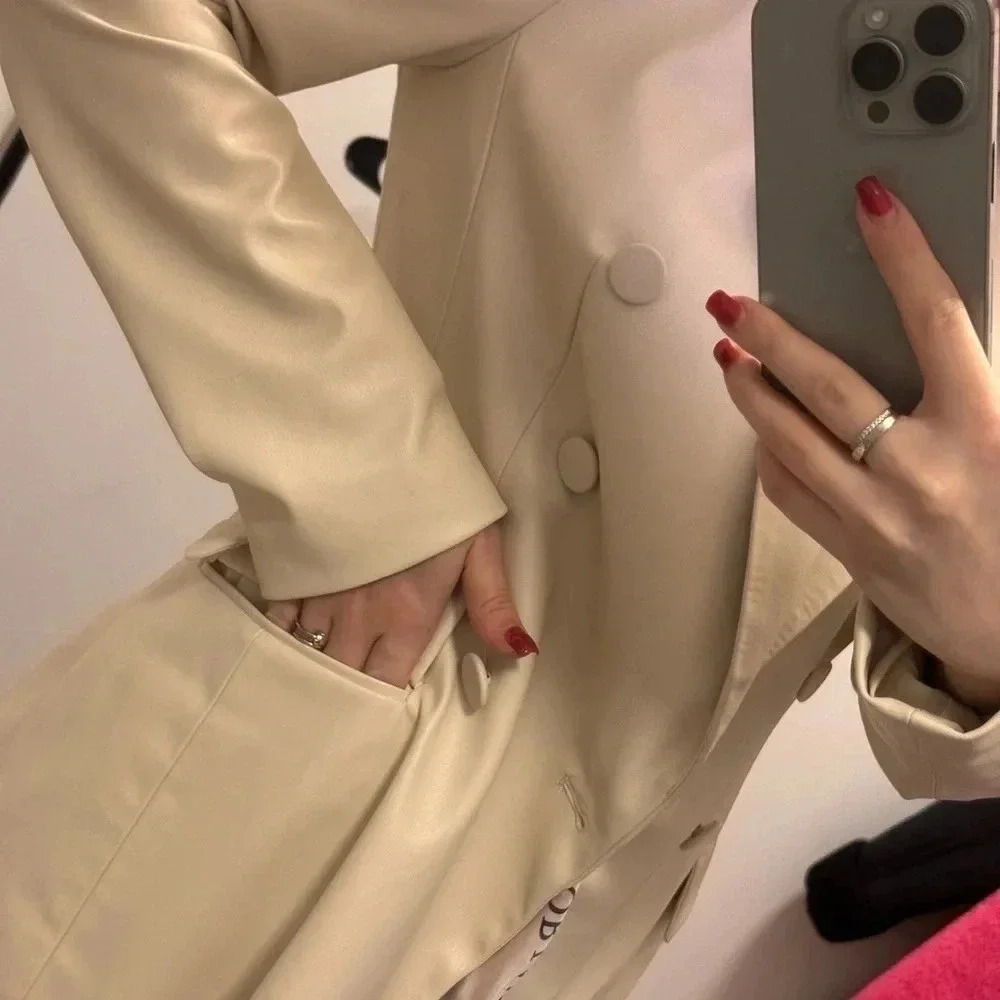 New ZARA leather women jacket coat blazer - Picture 3 of 6